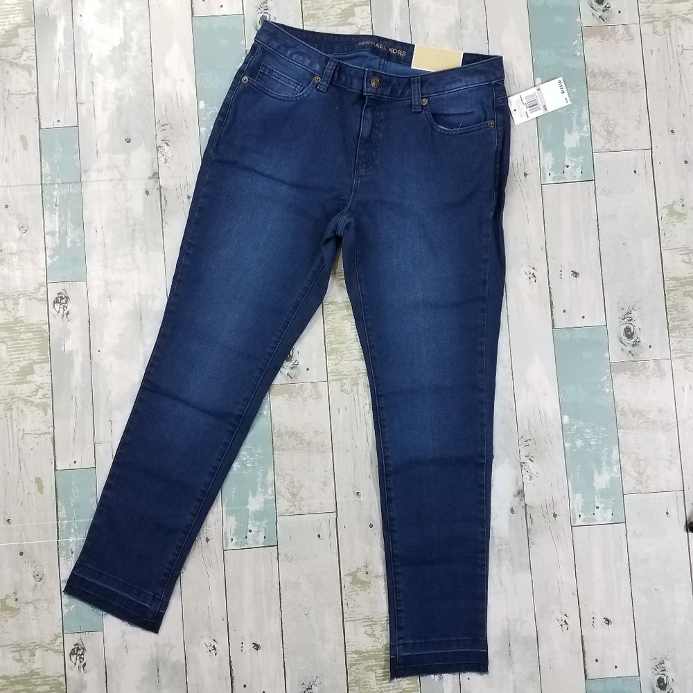 Michael Kors Izzy Skinny Released Hem Blue Jeans - Picture 3 of 8